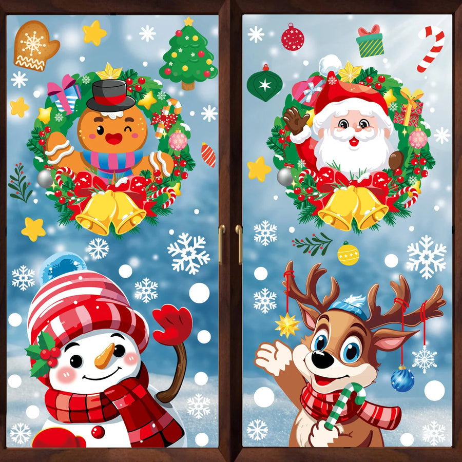 Christmas Santa Claus Glass Stickers