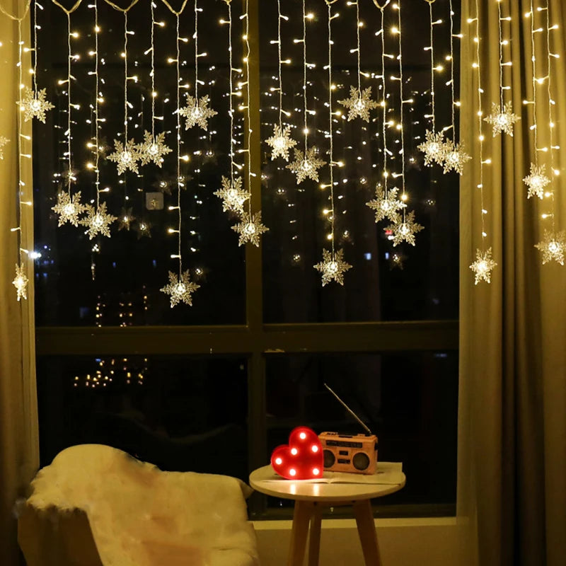 Christmas Snowflake Curtain Lights 3.2M Long