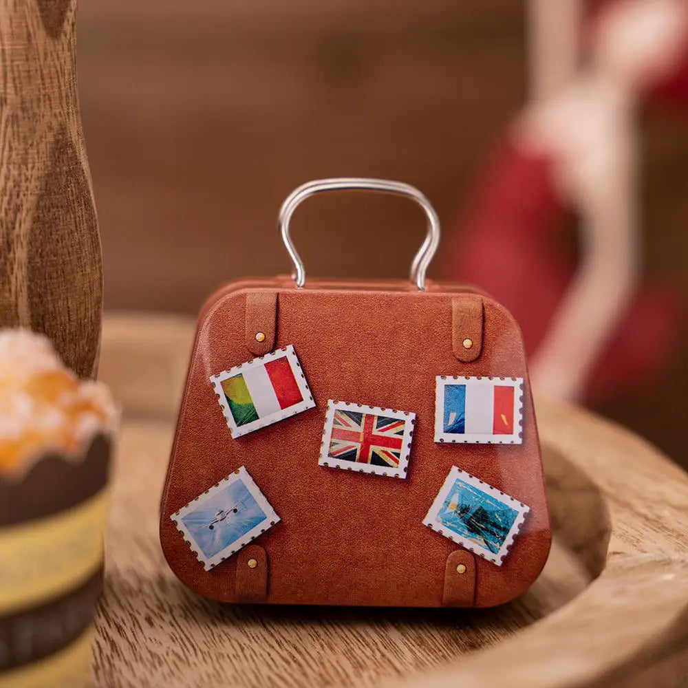 Christmas decor with metal storage tins