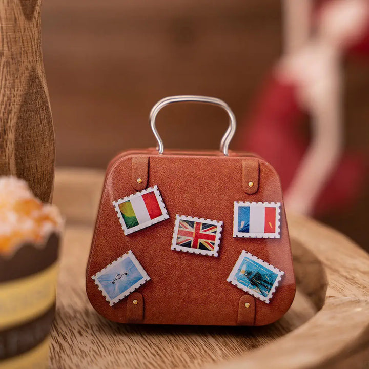 Christmas decor with metal storage tins