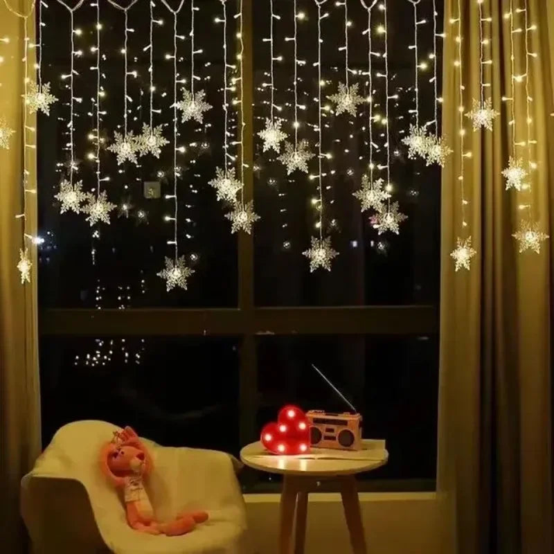 Christmas fairy lights with snowflake design