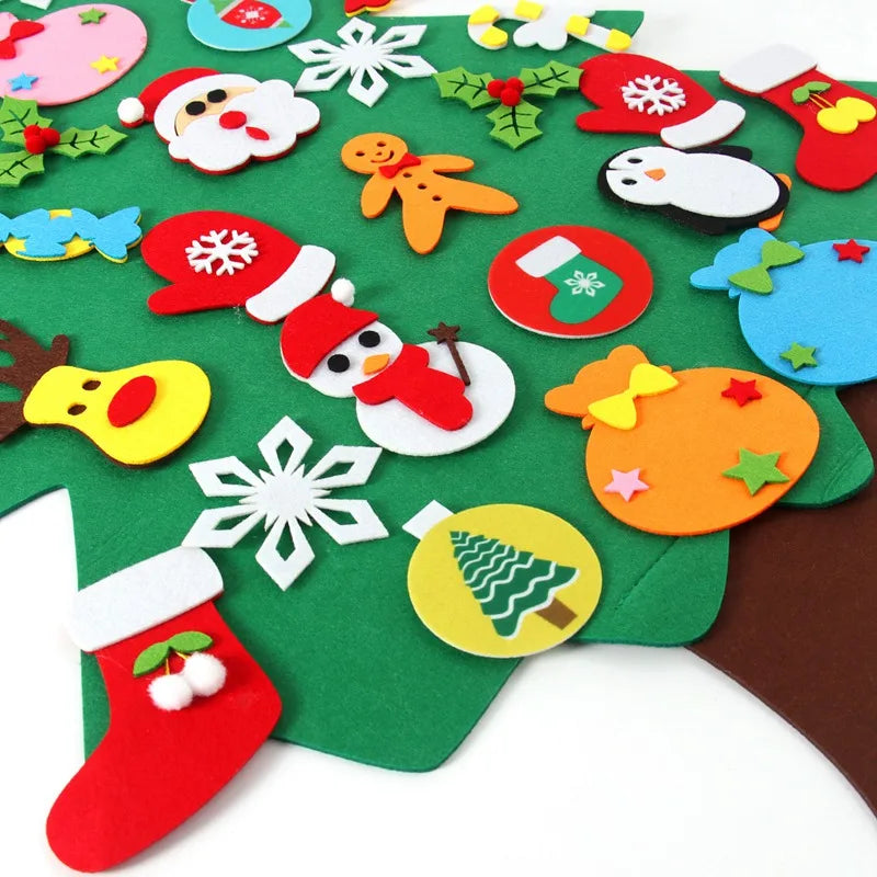 Christmas felt tree with hanging ornaments