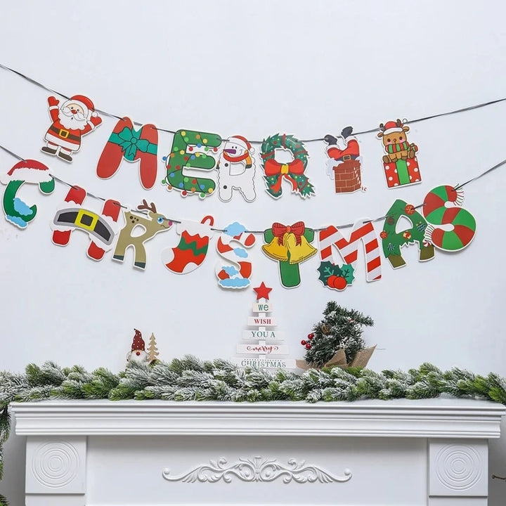 Christmas garland with festive lettering