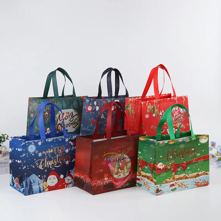 Christmas gift bag with festive designs