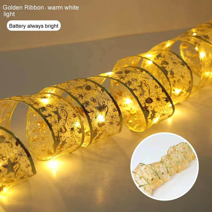 Christmas ribbon fairy lights for home decoration