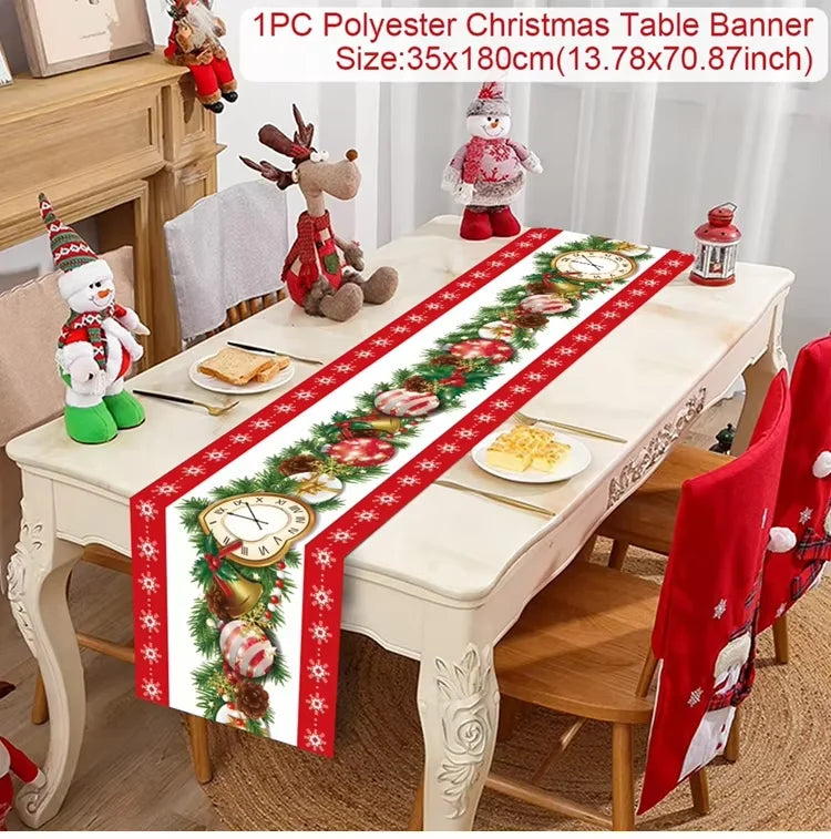 Christmas table runner with Merry Christmas text