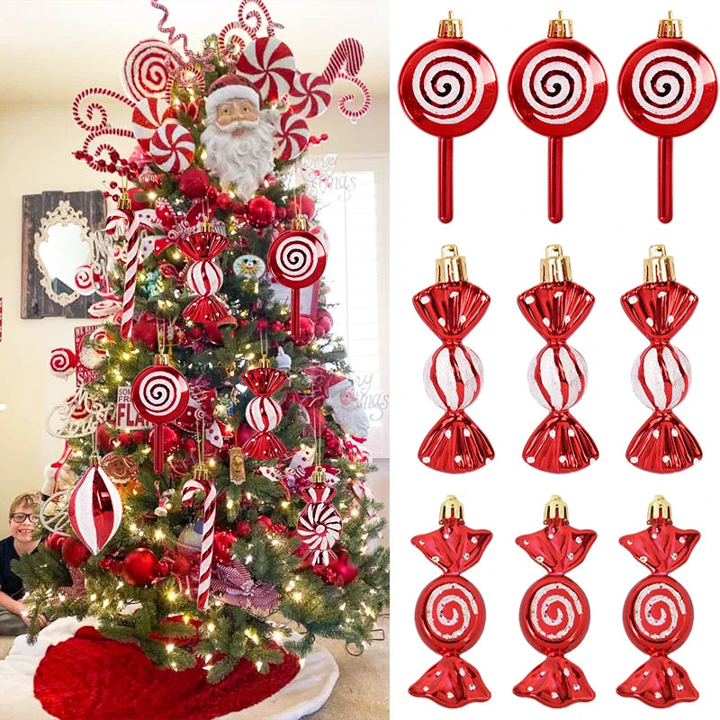 Christmas tree with candy cane pendants