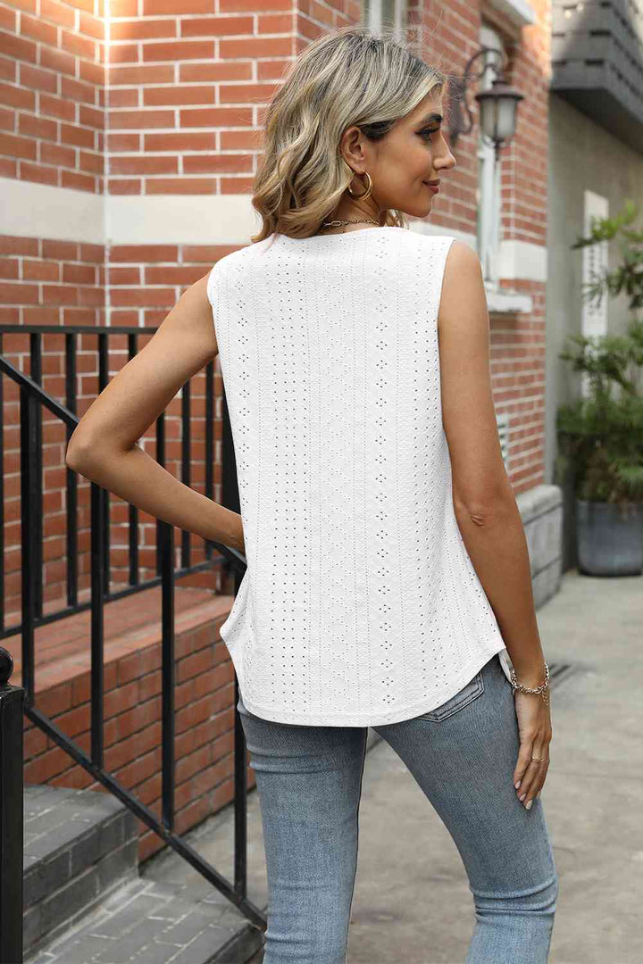 Classic Square Neck Sleeveless Top
