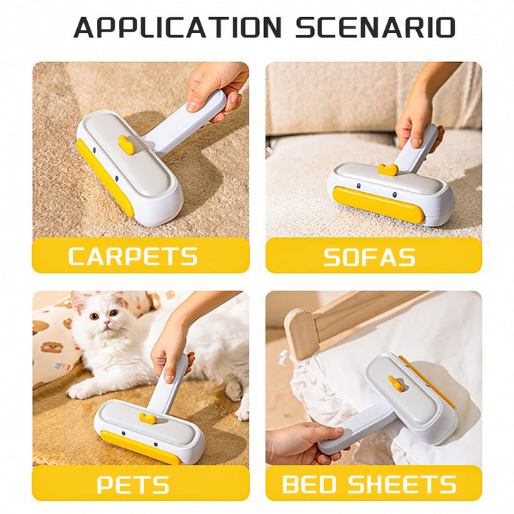 Cleaning tool being used on carpets sofas pets and bed sheets