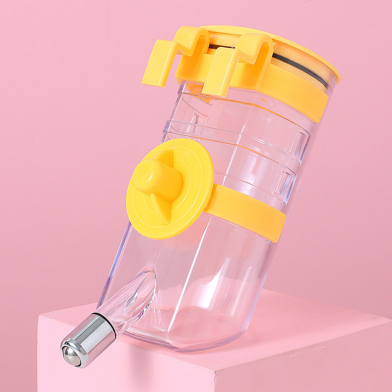 Clear water bottle with yellow accents