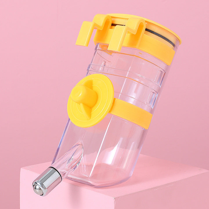 Clear water bottle with yellow accents