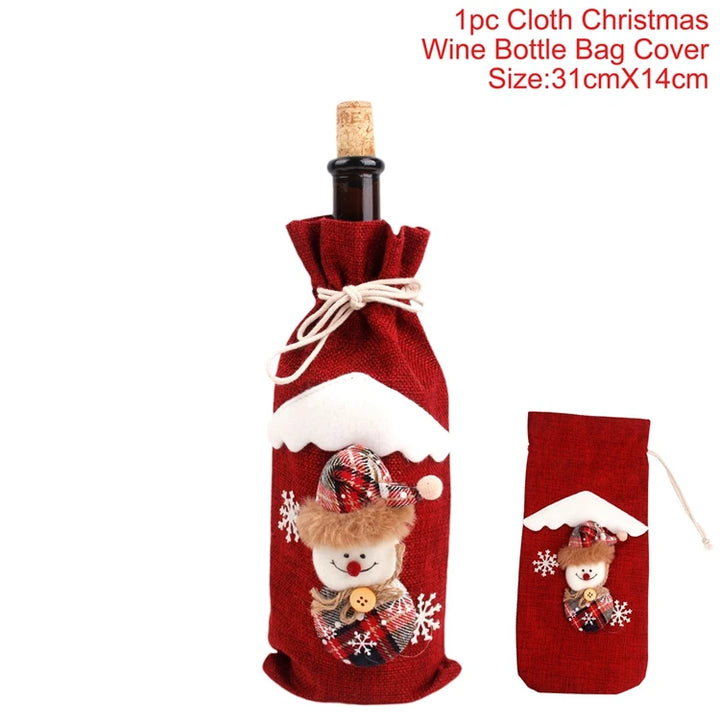 Cloth Christmas wine bottle cover bag