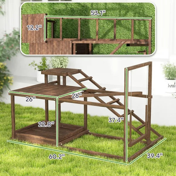 Coffee wood chicken ladder platform