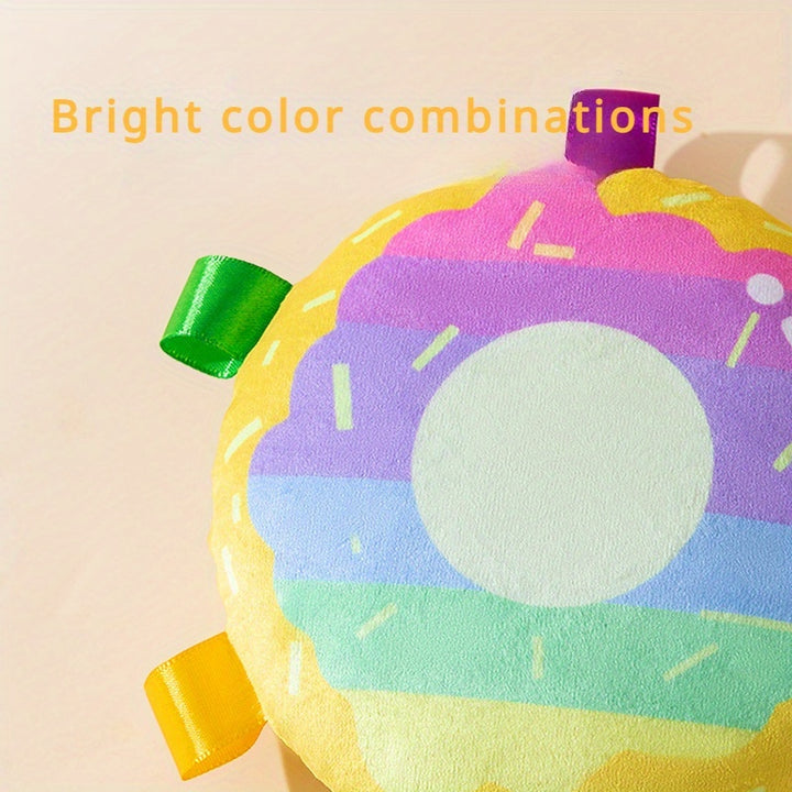 Colorful donut shaped toy with bright color combinations