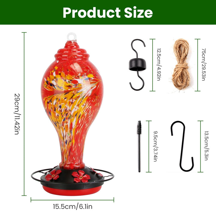 Colorful glass feeder for garden decor