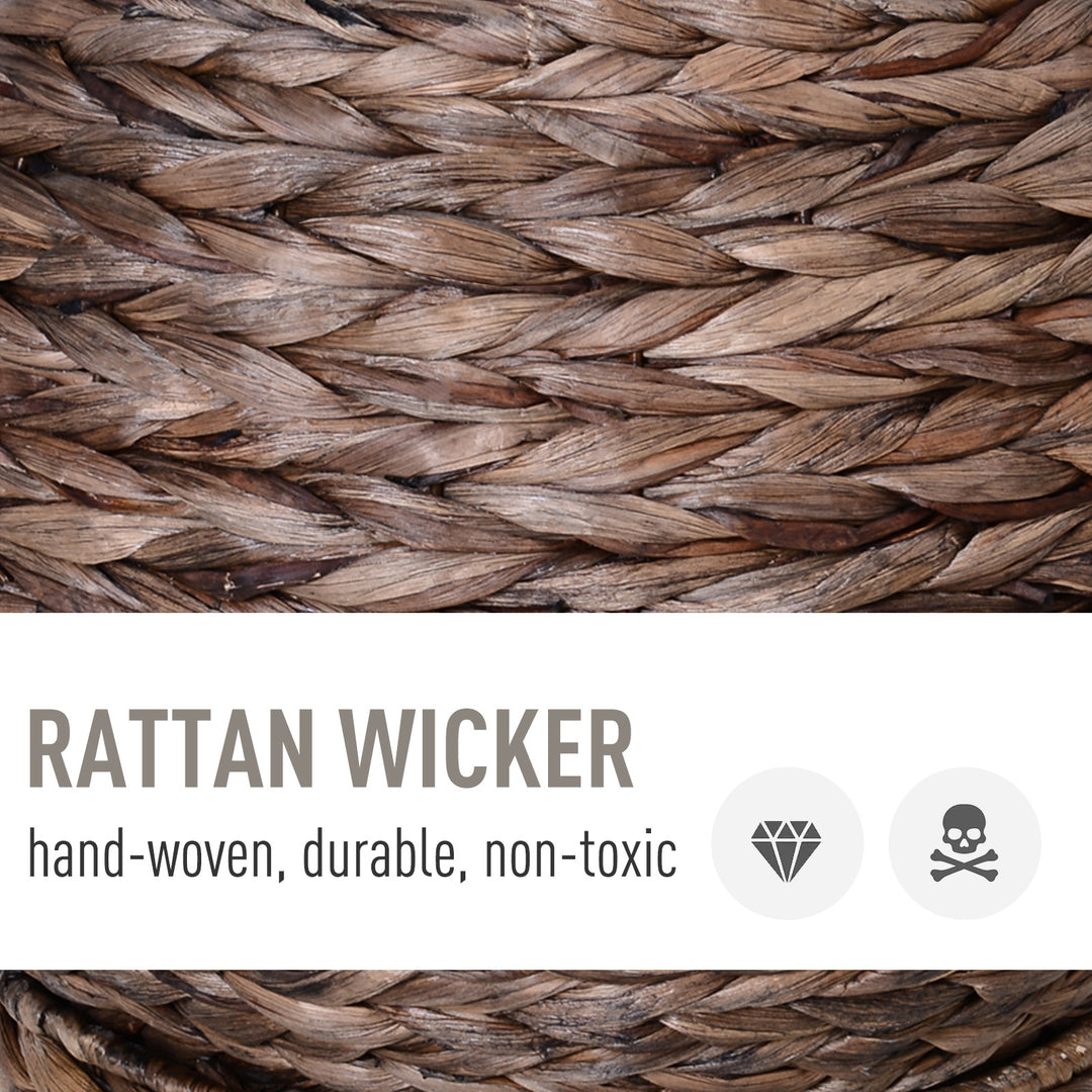 Comfortable dark brown cat bed elevated