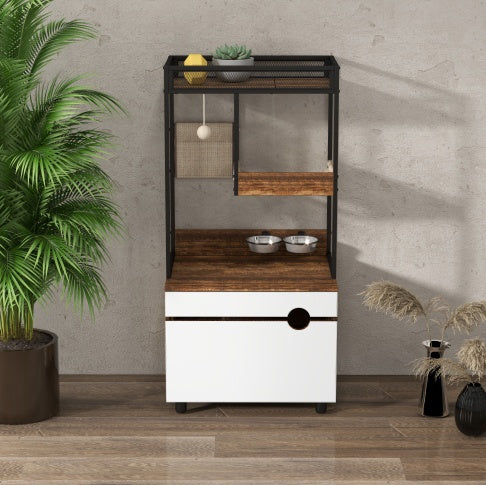 Compact cat cabinet bin for pet waste management