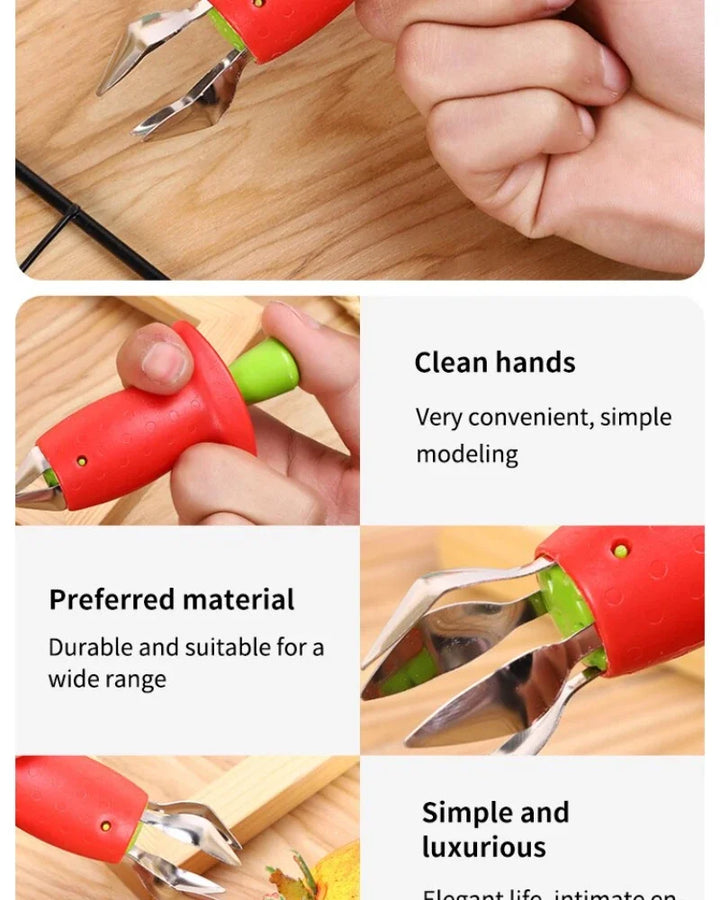 Compact fruit slicing gadget for strawberries