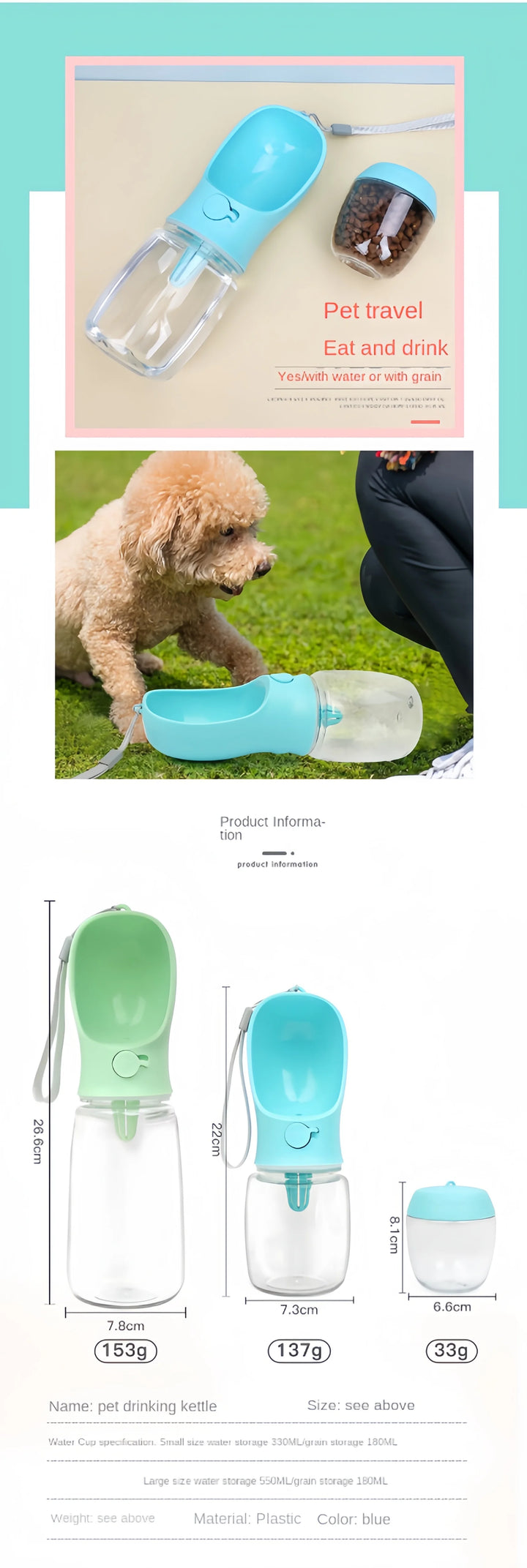 Compact pet travel feeder