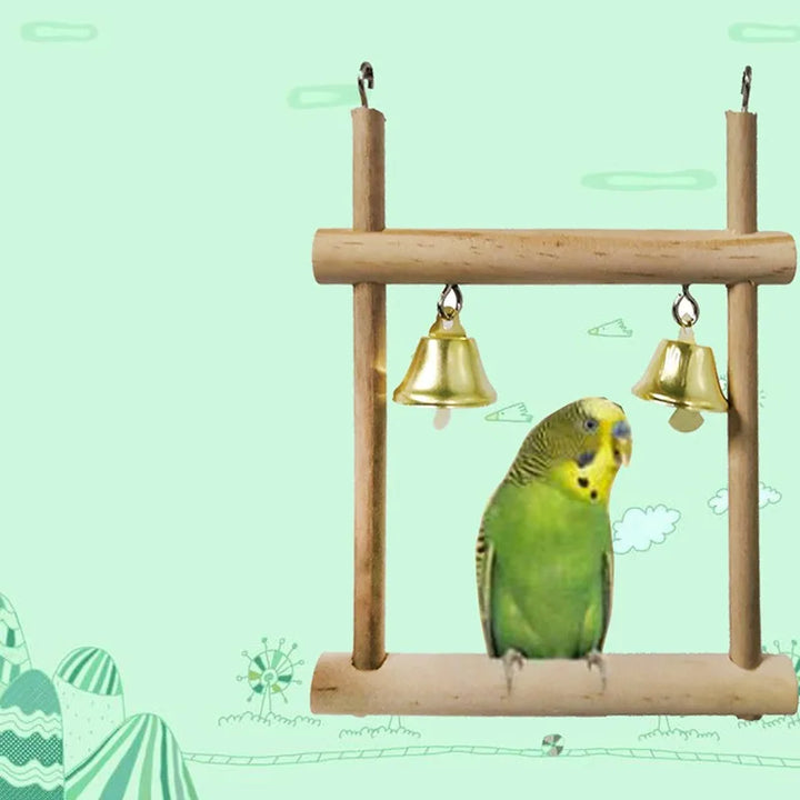 Complete Parrot Training Toy Set with Wooden Articles and Bells