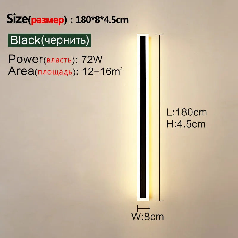 Contemporary LED strip wall light for porch