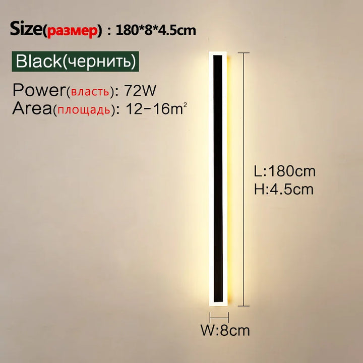Contemporary LED strip wall light for porch