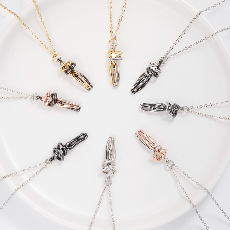 Couples affectionate hug necklace gift