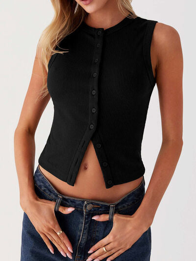 Cozy Stretch Button Tank
