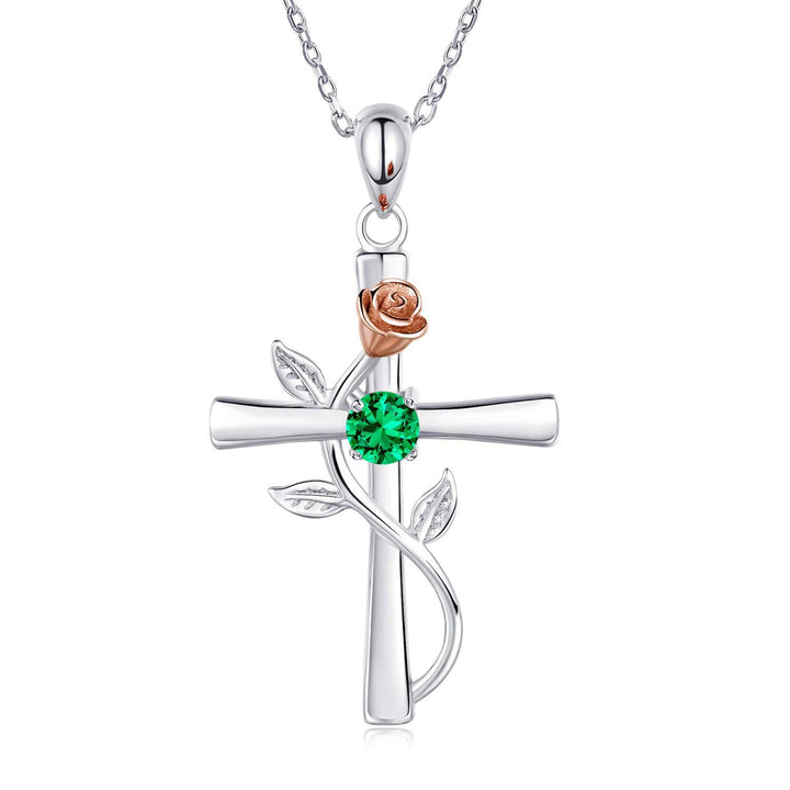 Cross necklace with birthstones