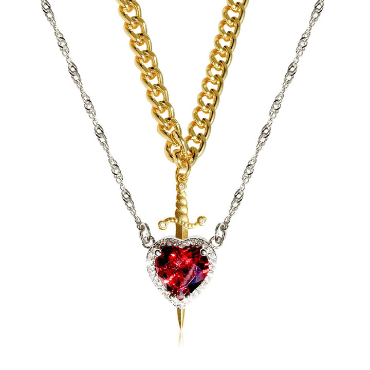 Crystal Sword Heart Necklace