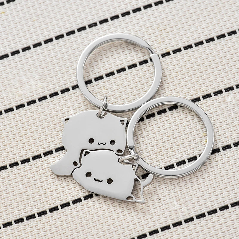 Cute cat keychain for couples