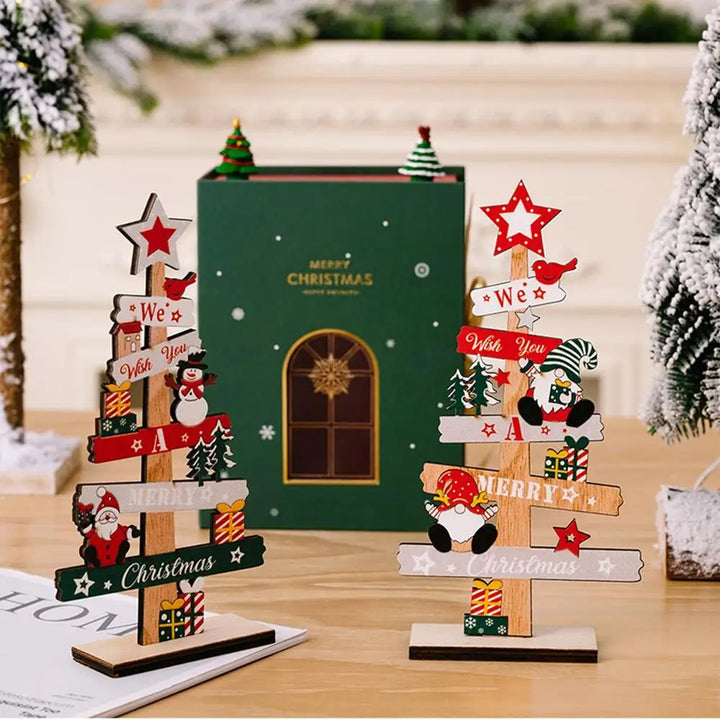 DIY desktop Christmas tree with Santa plaque