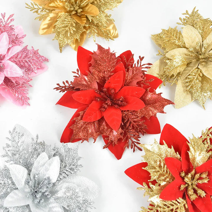 DIY tree ornaments with artificial flowers