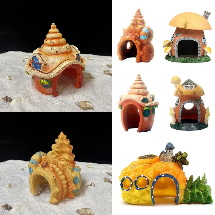 Decorative resin mushroom for fish tanks