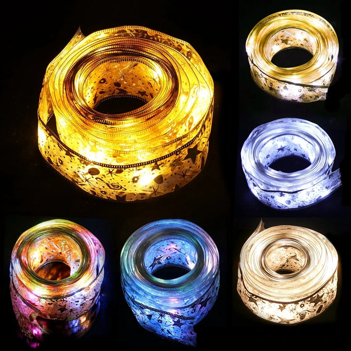 Decorative ribbon lights for Christmas trees