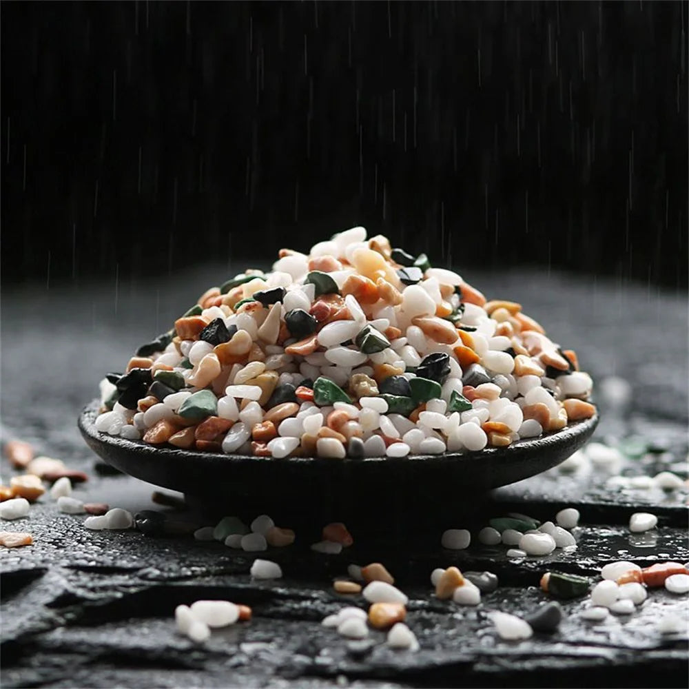 Decorative stones for aquariums and potted plants.