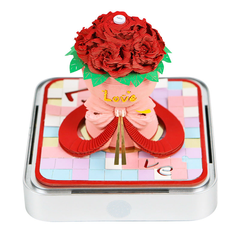 Desktop rose paper sculpture ornament