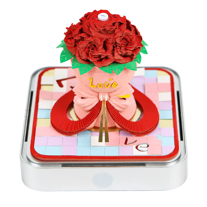 Desktop rose paper sculpture ornament