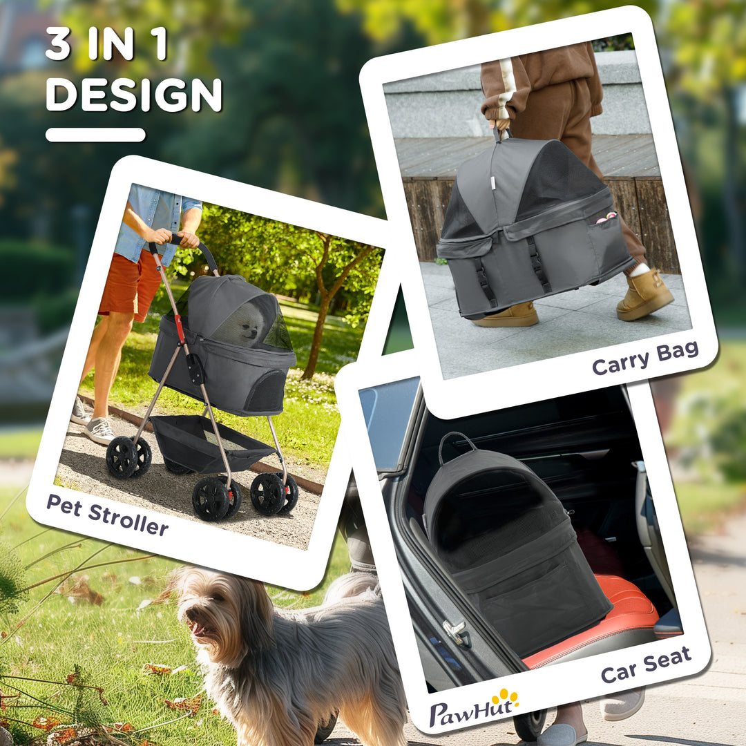 Detachable pet carrier stroller combo