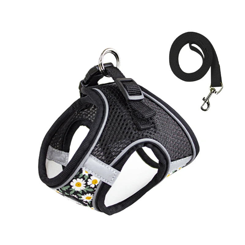 Dog Walking Harness with Floral Design