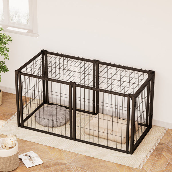 Dog cage with top barrier