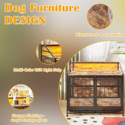 Dog crate table with storage