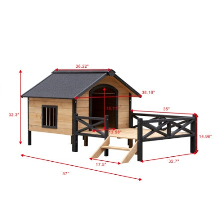 Dog kennel with front porch