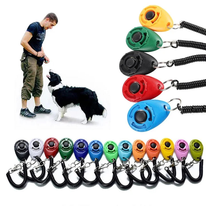 Dog training clicker with wrist strap