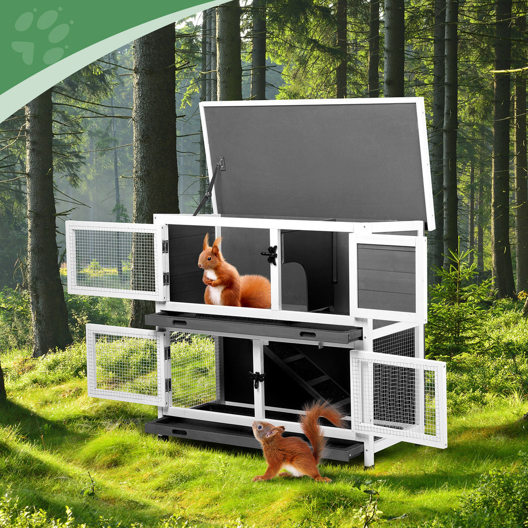 Double deck wooden pet hutch