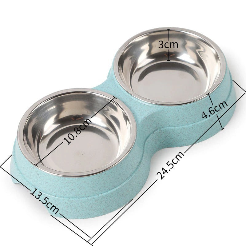 Double dish feeder for pets