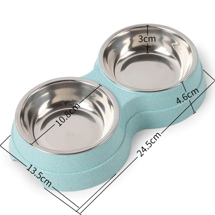 Double dish feeder for pets