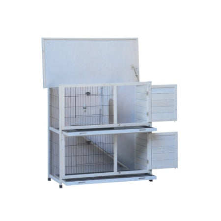 Double layer rabbit cage with ramp