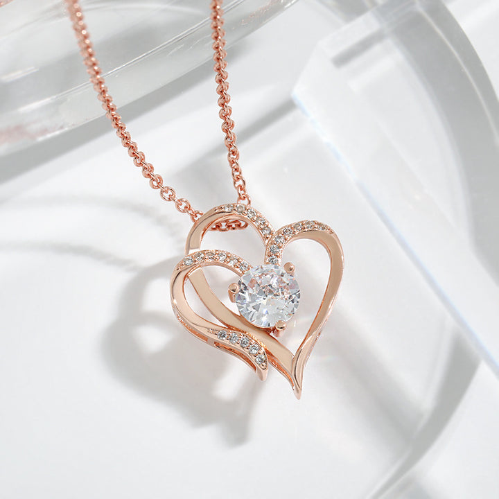 Double love pendant necklace women