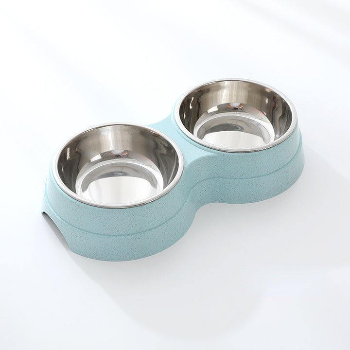 Double stainless pet feeder bowls